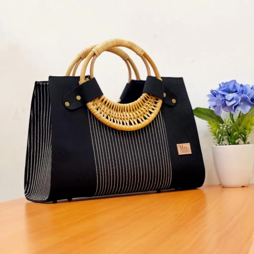 Nasika Batakari Bag Made with Handwoven fabric Fugu, Top Zipper closure, and inner side pocket